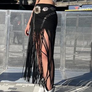 VOCAL WOMEN'S FRINGE STUDDED SKIRT SMALL